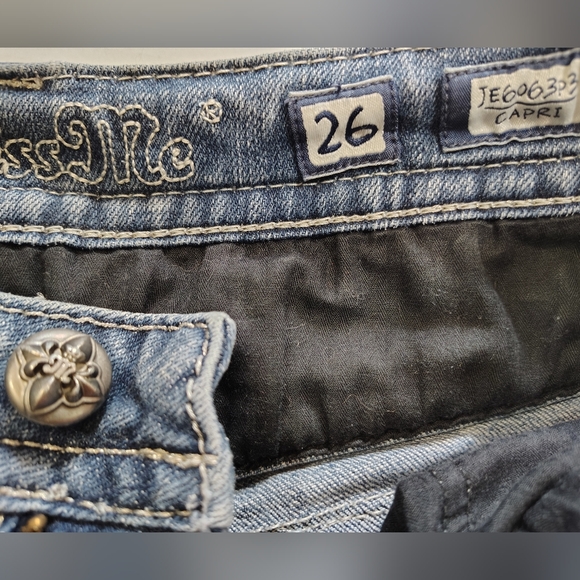 Miss Me Ankle Skinny Jeans,Women Blue Denim+Silver Studs,Distressed,Pockets, 26 - Picture 10 of 14